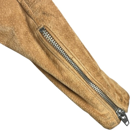 BLANK NYC COFFEE BEAN BROWN TAN SUEDE LEATHER CROPPED ZIP MOTO BIKER FALL JACKET - Picture 11 of 15